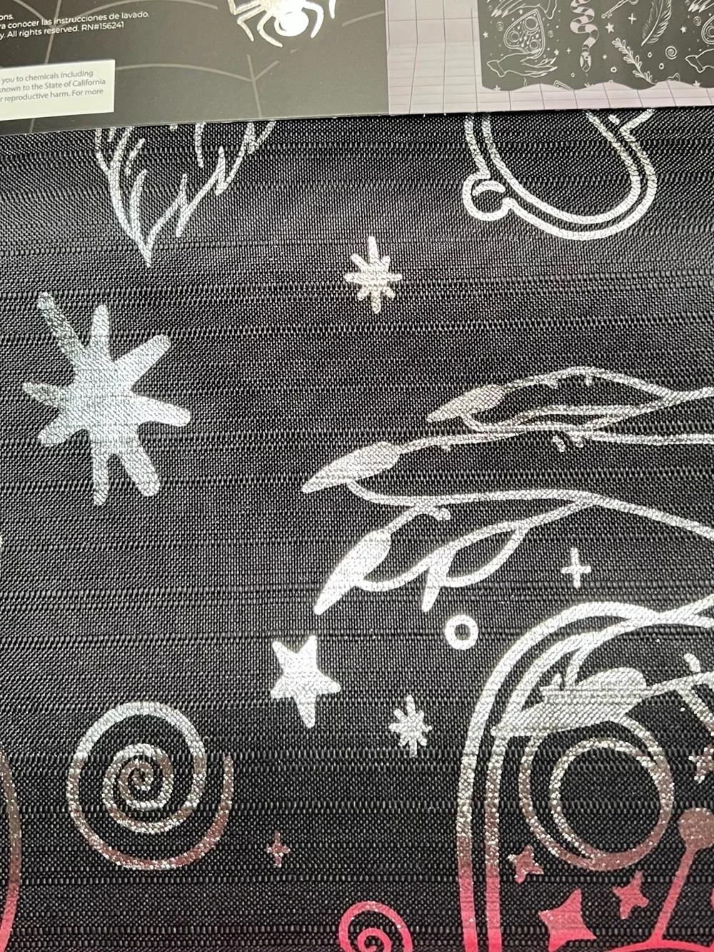Mystical Halloween Black & Silver Fabric Shower Curtain Crystal Ball Planchette